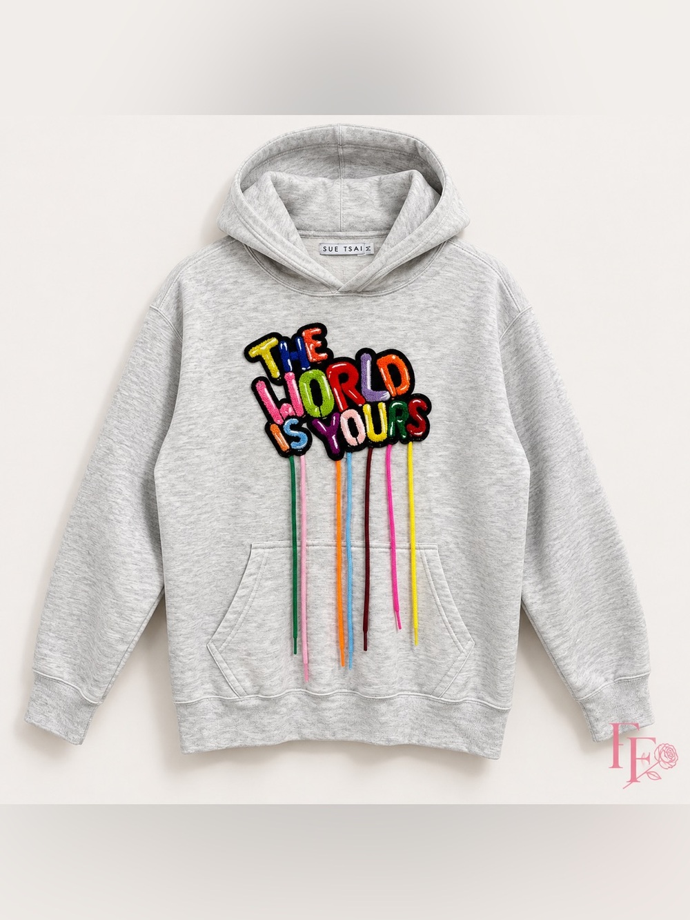Sue Tsai The World Is Yours Chenille Hoodie Gray Multicolor Size M
